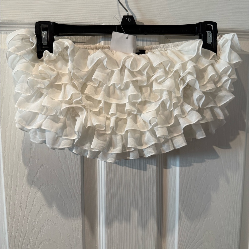 Forever 21 White Ruffled Bandeau Top